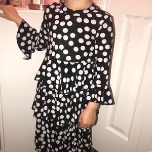 Black and White Polka Dot Ruffle Dress